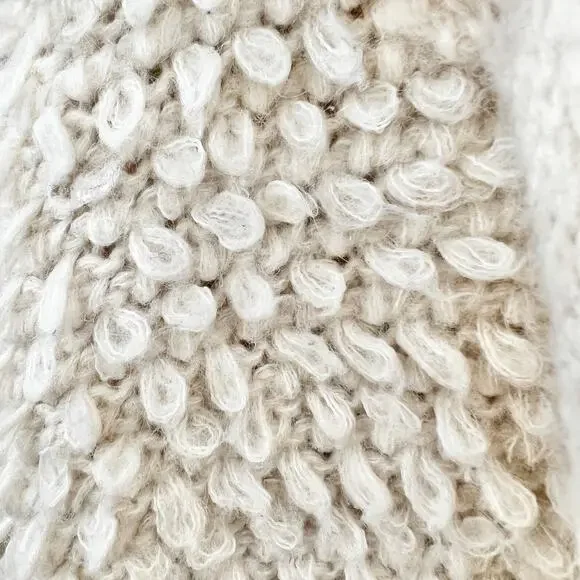 Express XS Cream Wool Mohair Blend Cardigan Sweater Scalloped Boucle Knit - Picture 6 of 9
